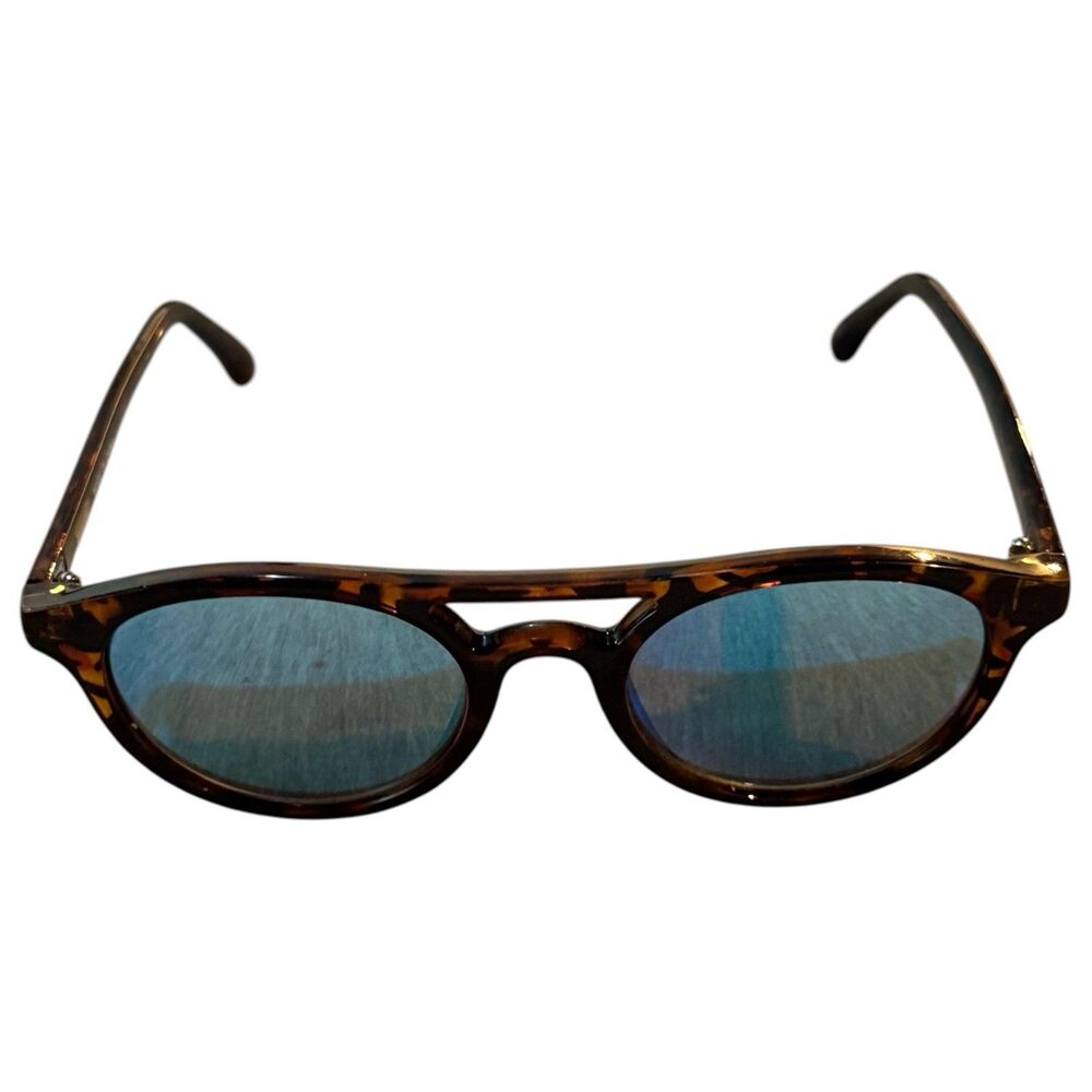 J.Crew Tortoiseshell Sunglasses Blue Reflective Lenses Round Frame Brown Unisex